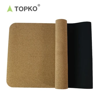 TOPKO custom logo eco friendly yoga natural fitness double layer cork TPE yoga mat 5mm mat cork yoga no slip