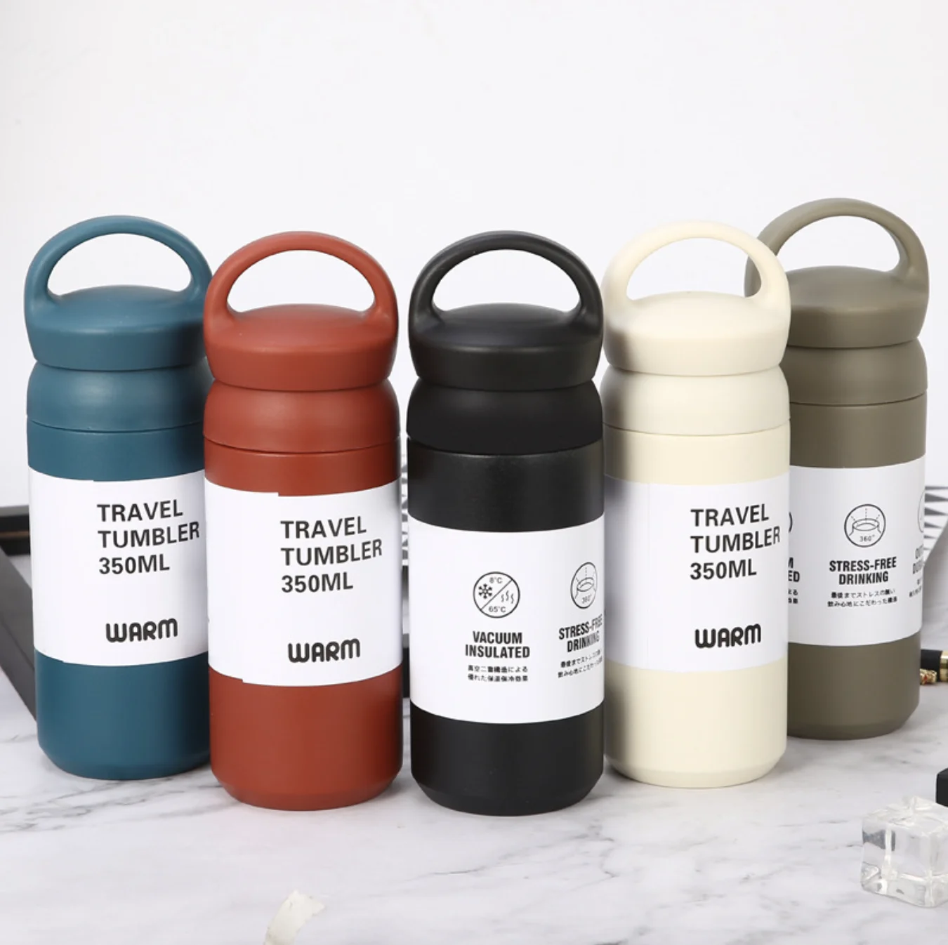 350ml/12oz Water Drinking Bottle Stainless Steel Insulated Tea Cup Tea Mug with Infuser Lid