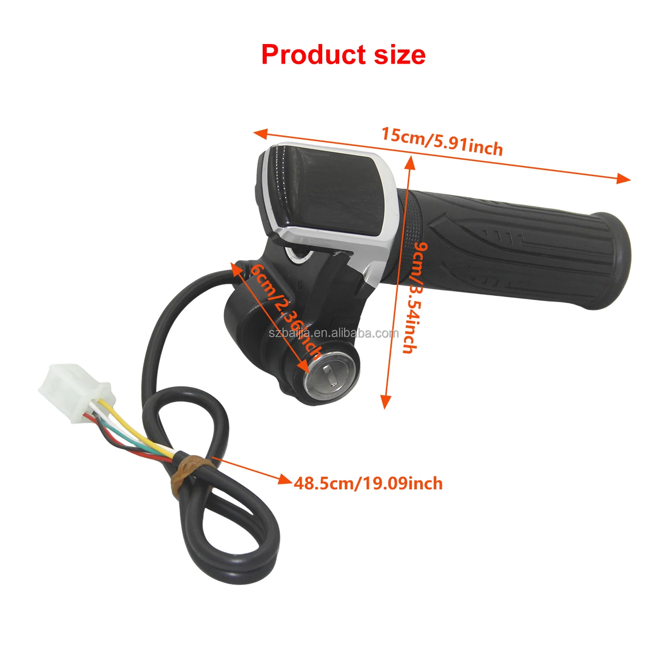 Electric e-bike Handlebar LCD Display Twist scooter Throttle Accelerator Grip with Key Lock for E-bike E Scooters accessories