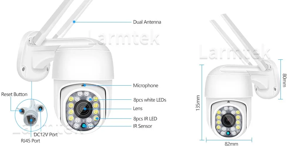 5mp Wifi Security Camera Outdoor Wireless Auto Tracking P2p Video Dome