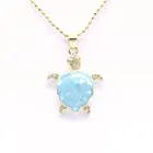 Necklace Girl 2021 Fashion 18k Gold Plated Animal Tortoise Colorful Pendant Necklace For Girl