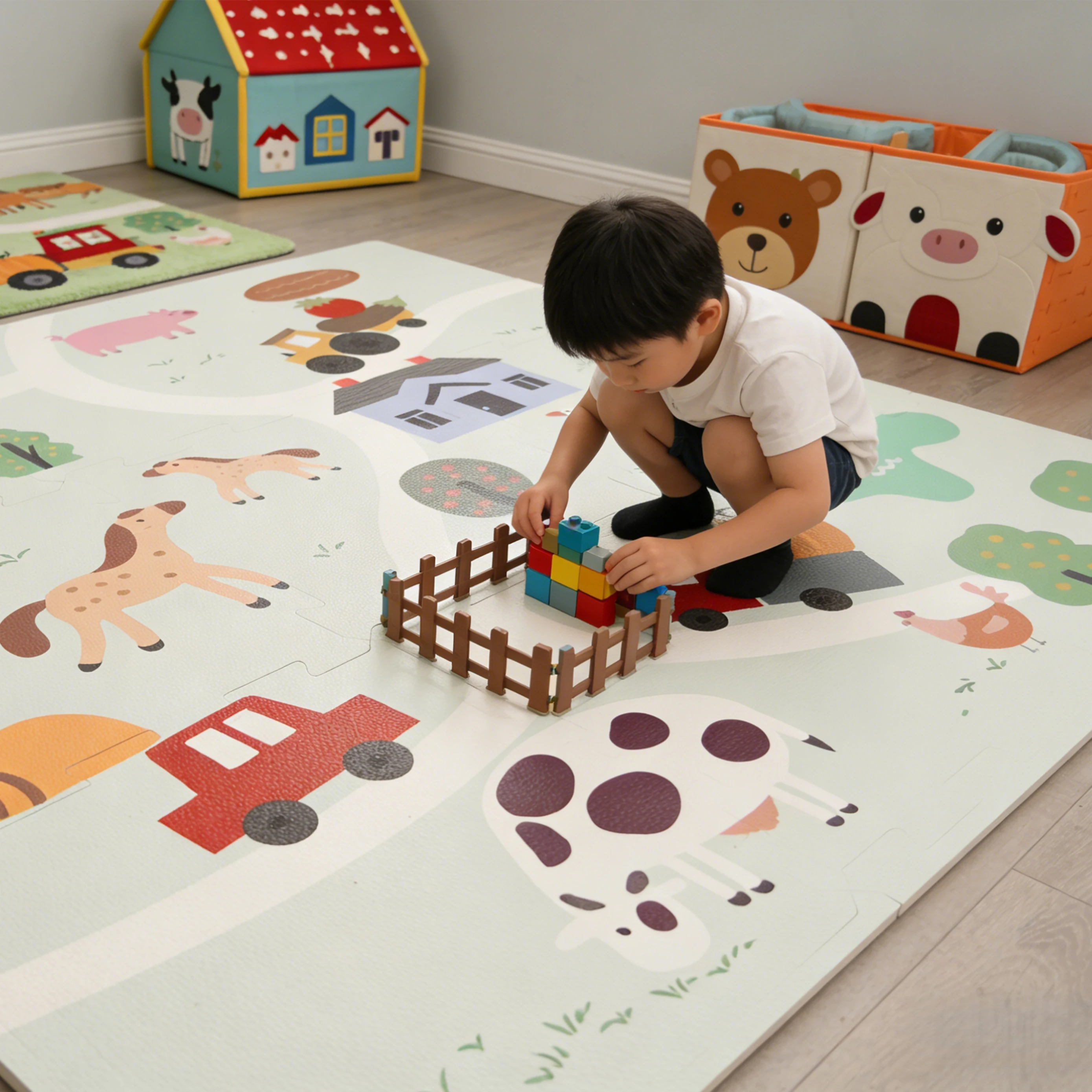 Hydefoam Durable Top Layer EVA Geometry Transfer Printing Baby Play Mat for High Traffic Daycare Centers factory