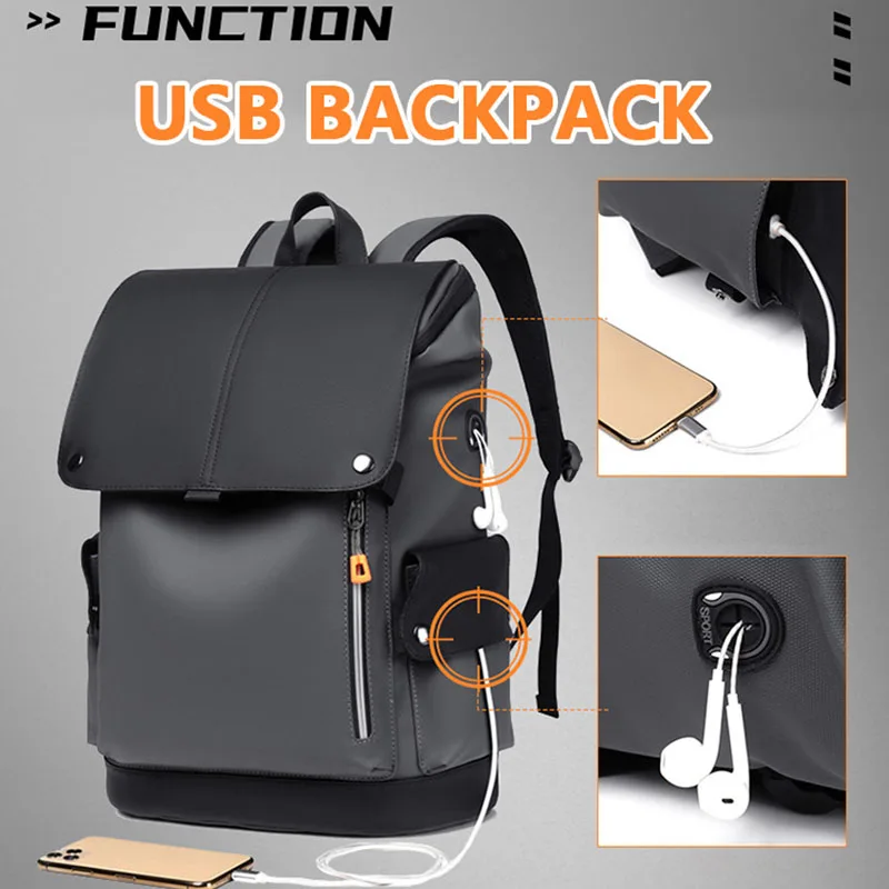 New business backpack large capacity travel computer packing machine can pack the trend PU leather laptop backpack