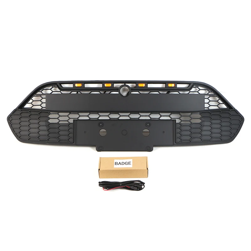 product 2012 2018 other accessories black abs car front grille with led light fits for ford transit connect wagon euro-58