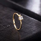 Square Gold Women Fashion Jewelry Trending Engagement Wedding Claw Setting Square Zircon Gold Diamond Ring