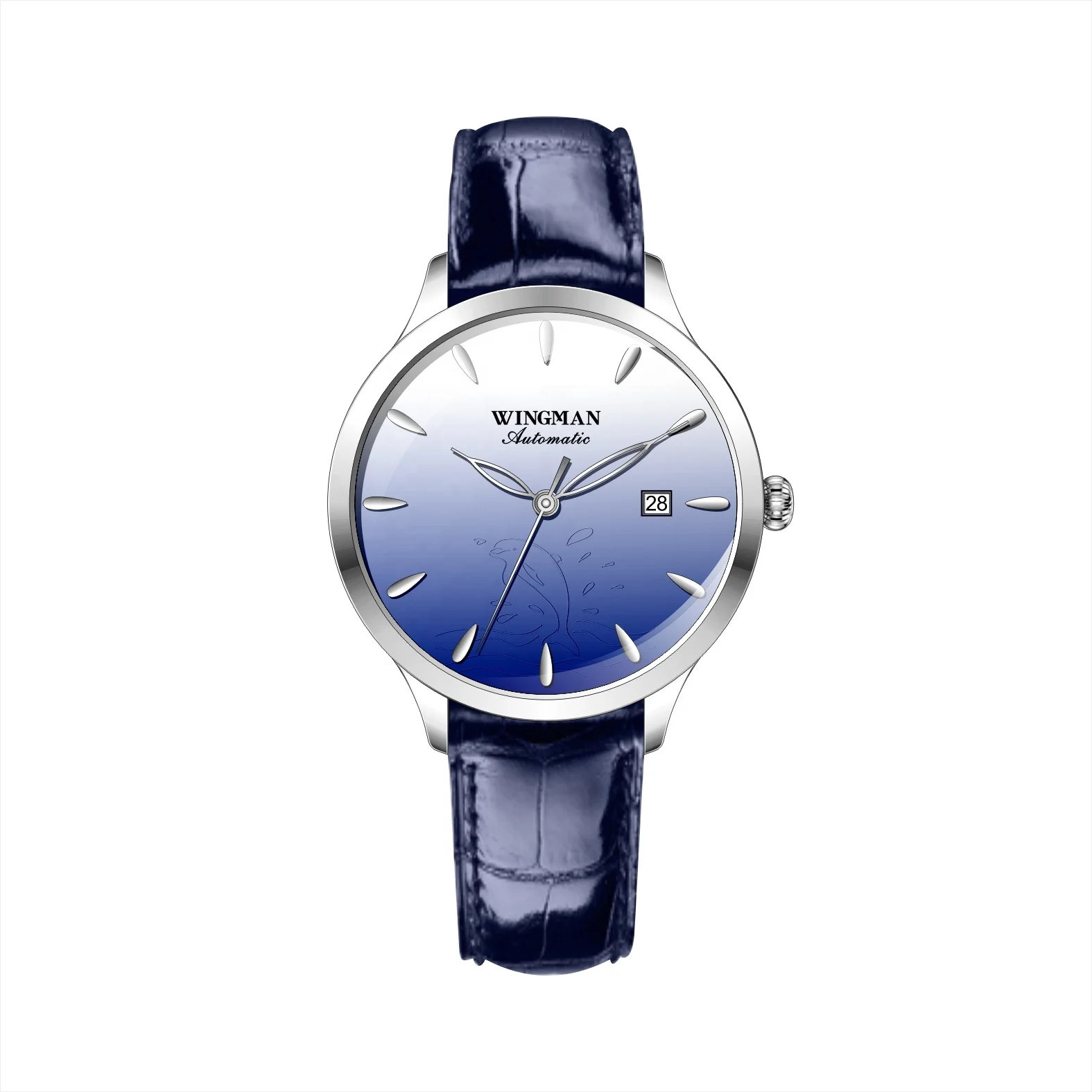 Women's Luxury Watches Ocean Theme Sapphire Glass Japan See-through Caseback Waterproof Watch Movement 8215 Automatic Blue Women