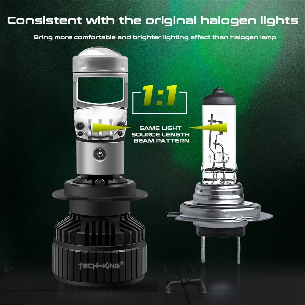 High Power Led Projector Mini Lens H7 H11 9005 9006 HB3 HB4 H4 Mini Led Lens Auto Lighting Systems 100W Car LED Headlight