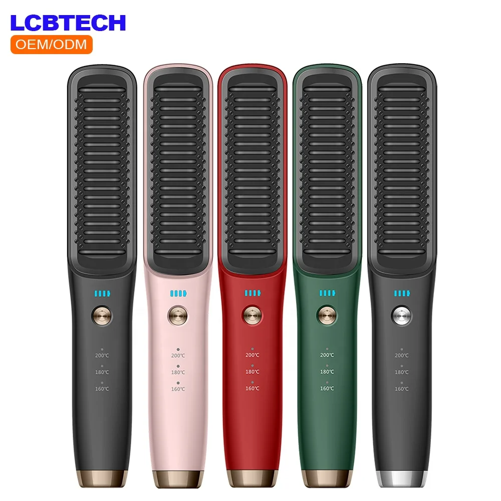 Portable Cordless Hair Straightening Brush With 3 Temperature Settings Men  Beard Hair Flat Iron Comb For Travel Home Salon - Buy 2 In 1 Electric Hot  Comb Curling And Straightening,Anti-scald Hot Wind