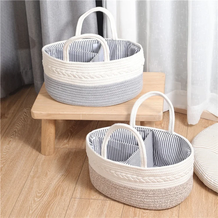 Diaper Caddy Organizer for Baby Cotton Rope Diaper Basket Caddy Changing Table Diaper Storage Caddy Baby Baskets