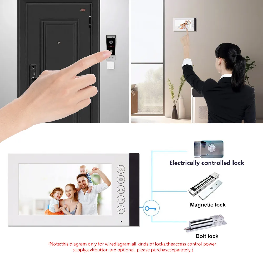 Video Doorbe 7 Inch 4Wire Connection Intercom Doorbell With Camera Intercom Global Distribution Best Intercom Doorbell System