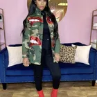 Ladies Jackets Popular Casual Ladies Coats Long Sleeve Camo Lips Sequin 6XL Plus Size Womens Jean Jackets