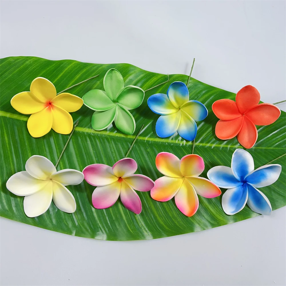 10CM EVA Foam Artificial Plumeria Hair Pick 8 Colors Island Hawaii Frangipani Ear Pick Flower