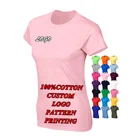 Tshirt Shirt Custom Logo Printing Tshirt O Neck Plain Fitted 100% Cotton Blank White Slim Women T Shirt