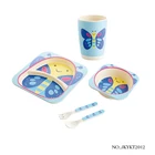 Bamboo Fiber Amazon Wholesale Customized Reusable Eco Bamboo Fiber Lovely Kids Children's Dinnerware Set