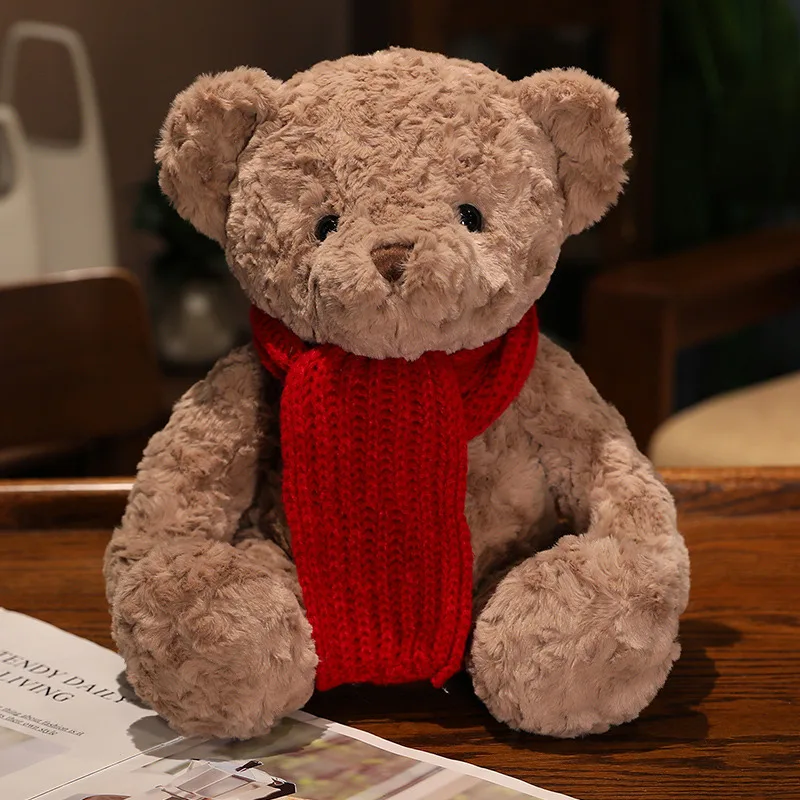 Teddy bear scarf plush toy custom bear high quality OEM logo available 13inch cute stuffed plush bear toy