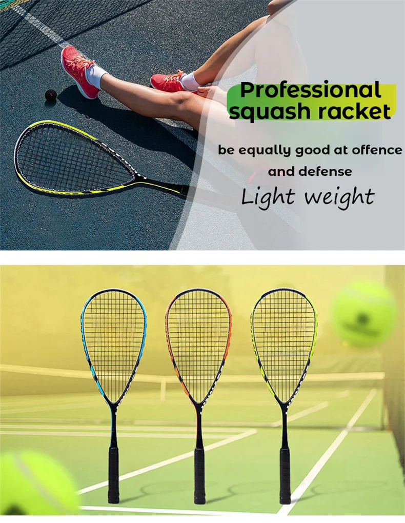 Professional Carbon Fiber Squash Racket With Nylon Net for Adults for Competition and Training manufacture