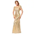 Evening Party Evening Women's Long Embroidered Cap Sleeve Dress Sequined Evening Party Maxi Dress