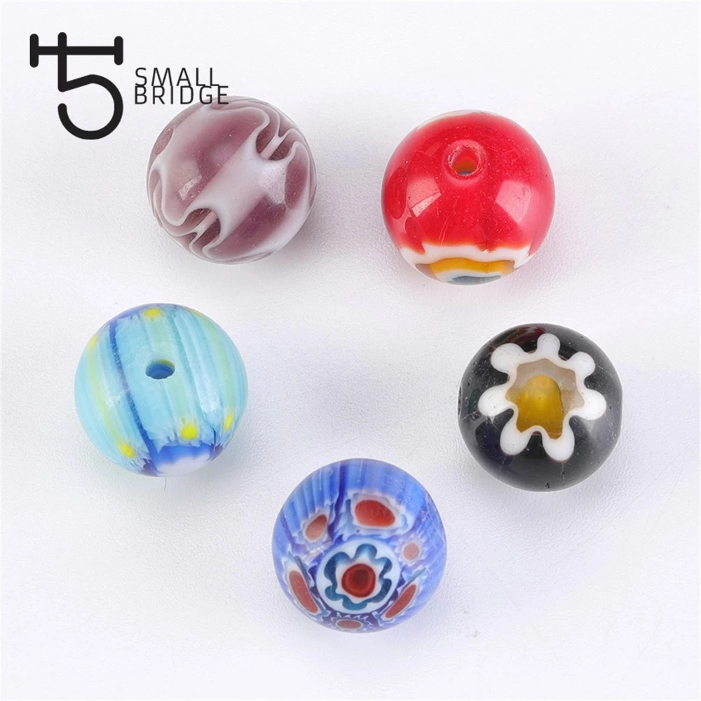 product wholesale 6 8 10mm murano lampwork flower beads for jewelry making diy crafts accessories multicolor round glass beads-33