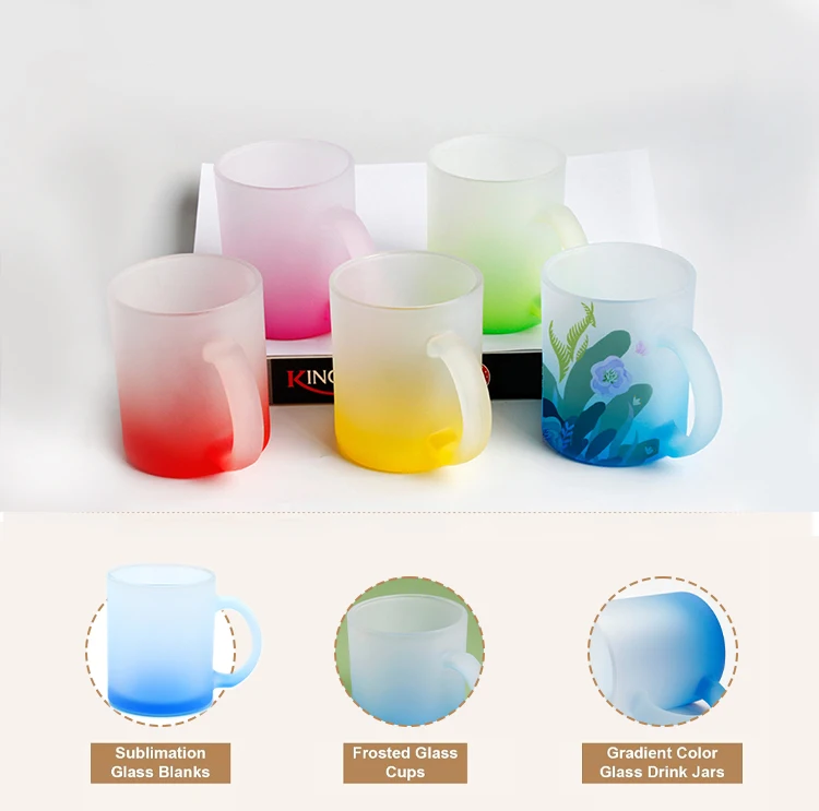 Wholesale creative 17oz 500ml gradient color glass drinking bottle sublimation frosted glass water bottle Wholesale creative 17oz 500ml gradient color glass drinking bottle sublimation frosted glass water bottle
