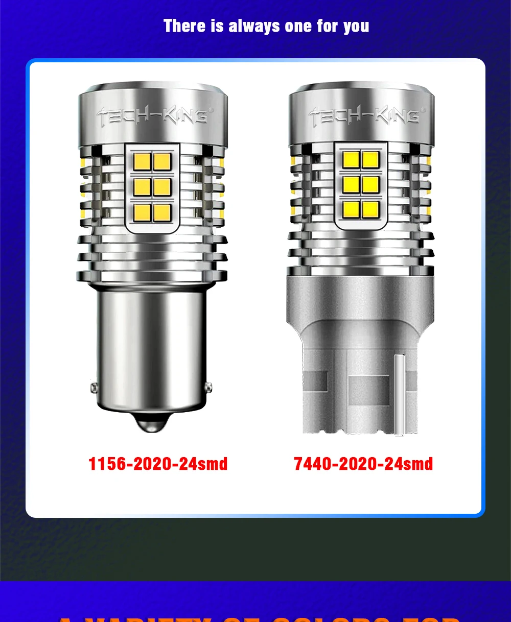 12V-24V No Hyper Flash LED Lamps White Amber ba15S BAU15S 1156 T20 DRL Turn Signal Light bulbs with Fan 7440 reversing led bulb