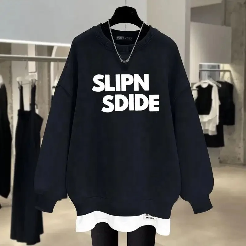 Women's oversized sweatshirt pattern retro hoodie cute Los Angeles California teen loose crew-neck fashion clothing