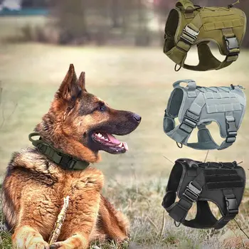 dog harness set Durable and Military Police Tactical Explosion proof adjustable dog collar and leash set for training dog collar