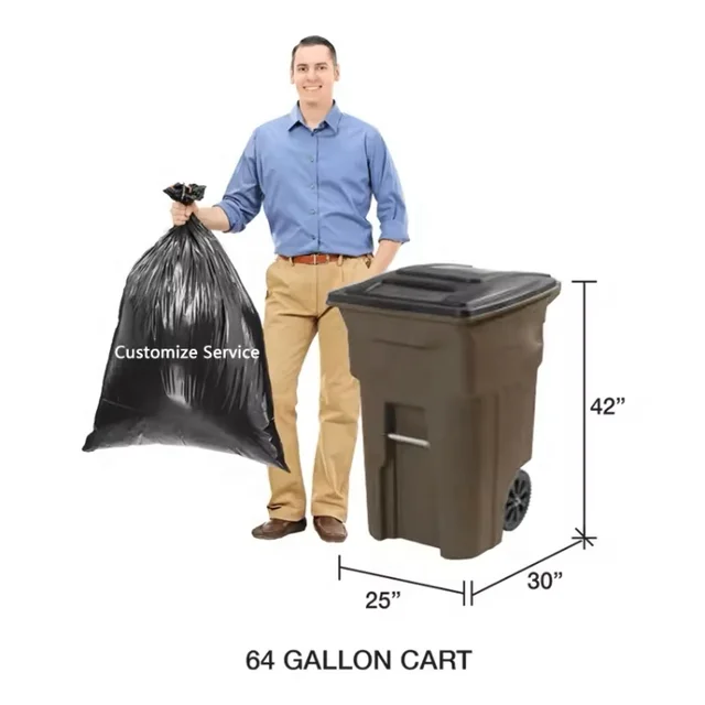Biodegradable Rubbish Large Compostable Black Heavy Duty 40 55 60 95 Gallon Big Size Thick Plastic Trash Garbage Bag