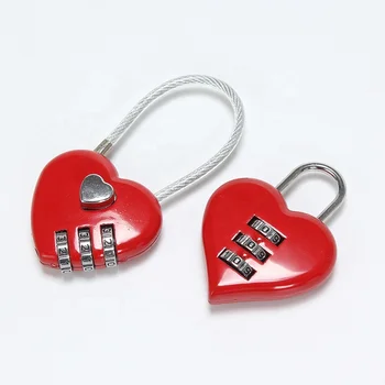 Zinc Alloy Small CH-R005 Sweet Love Heart Shaped Pad Lock Digital Combination Locks for Gift