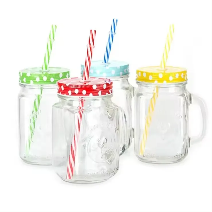 Wholesale Free Sample 350ml 500ml 12oz 16oz Clear Can Shaped Glass Mason Drinking Jar With Lid And Straw