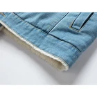 White Fleece Denim Jeans Jacket Men Turn Down Collar Hip Hop Jacket Men's Fashion