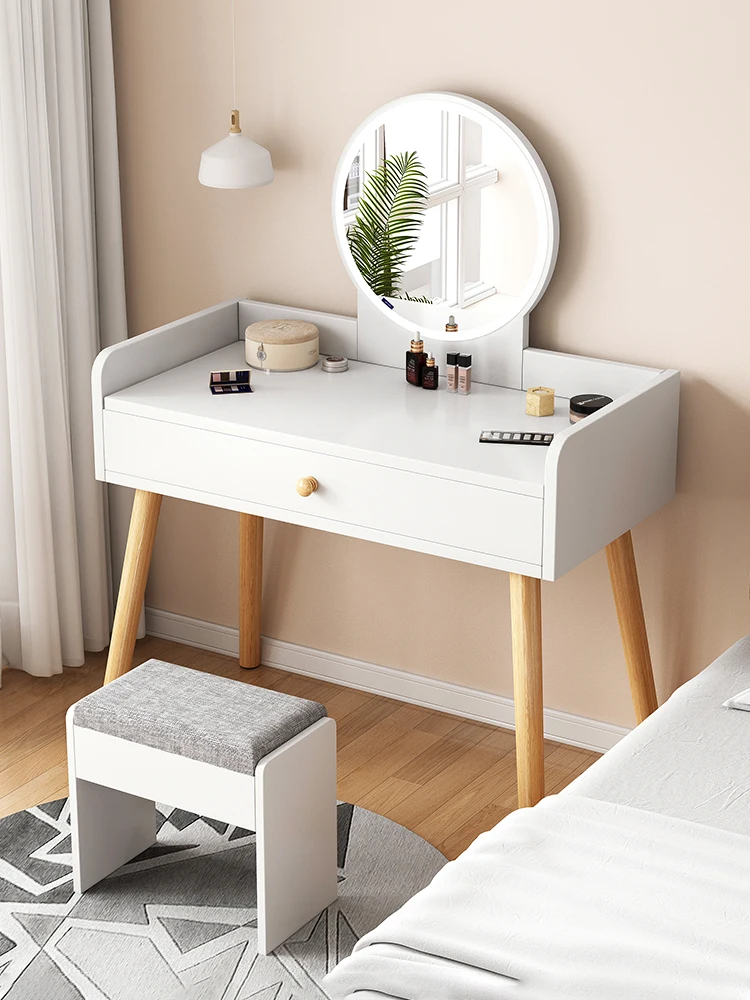 Modern Portable Wooden Cheap Dressing Table for Bedroom Makeup Vanities with Mirror and Drawers