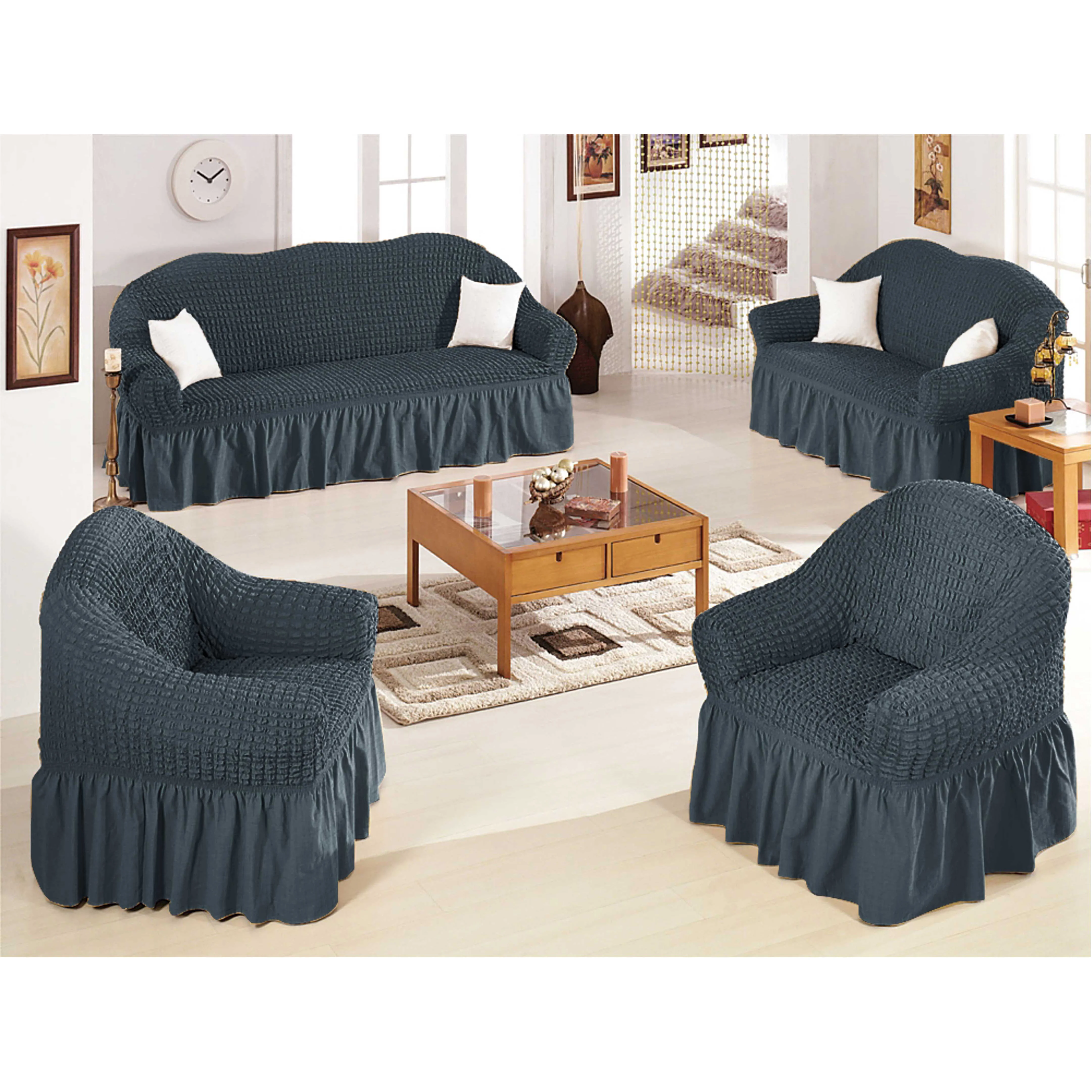 Hot selling seersucker sofa cover slipcovers elastic custom 3 seater sofa cover removable cover