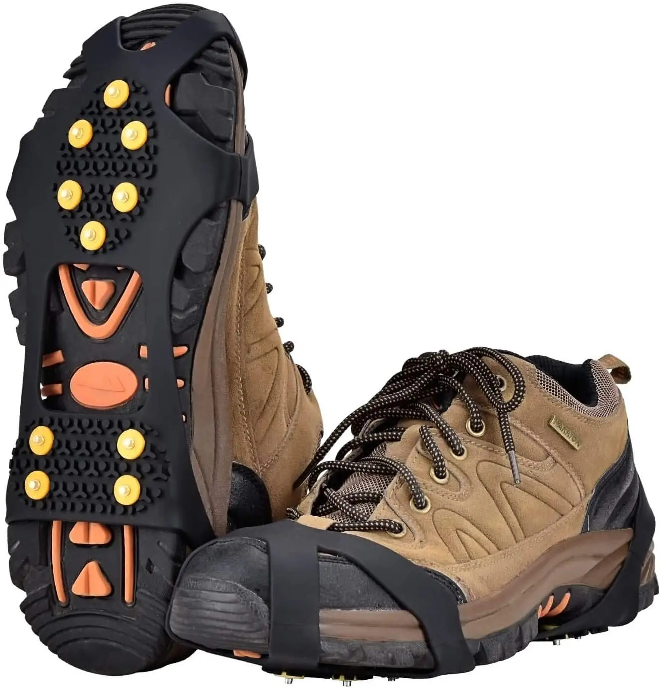 Climbing and Hiking Jogging TraderPlus Ice Snow Shoes Grips Traction Cleats Over Boots with 10 Steel Studs Crampons for Walking 