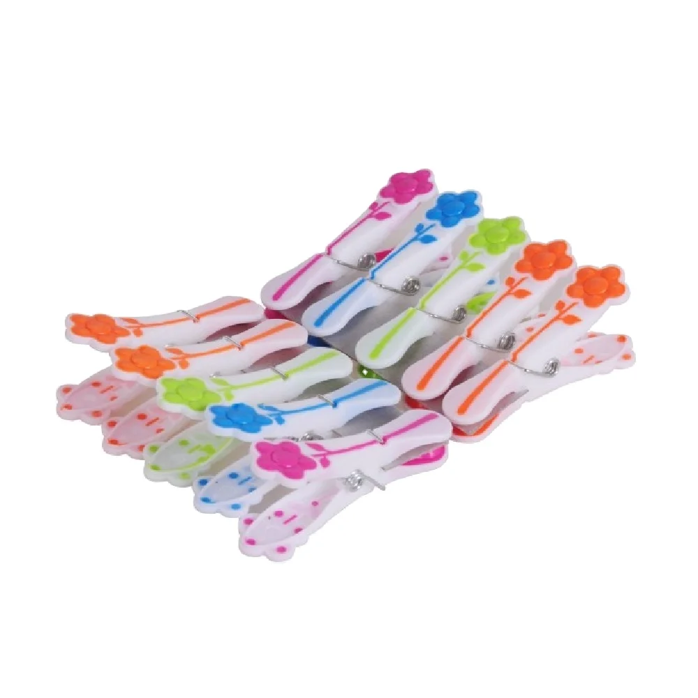 Haixing Flower-shape plastic clothes clips 10pcs set PP decor small clothespins