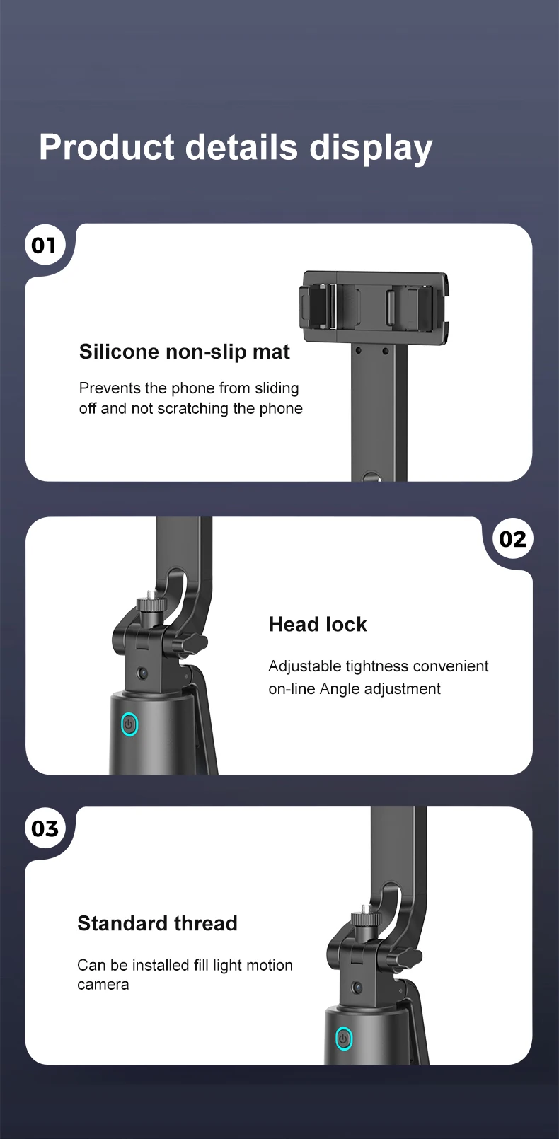 Intelligent AI Face Tracking PTZ Selfie Stick Tripod Anti-shake Foldable Travel Video Live 360 All-round Following Stabilizer