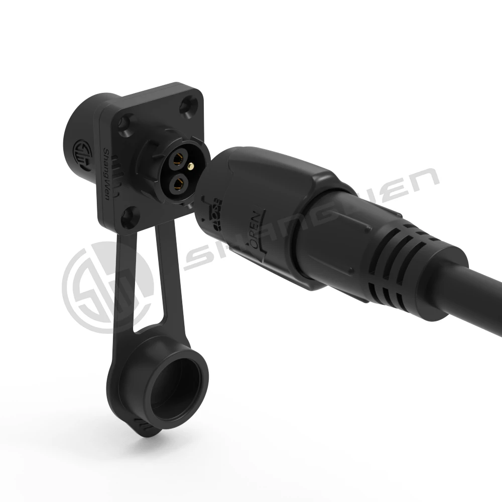 M19 Series Power Input Cable Push-pull Self-locking Black Connection Industrial 3 Pin Male Socket Power Connector