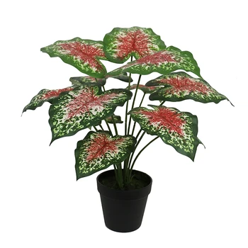 Factory direct sale 40cm plastic caladium plant bonsai for home decor