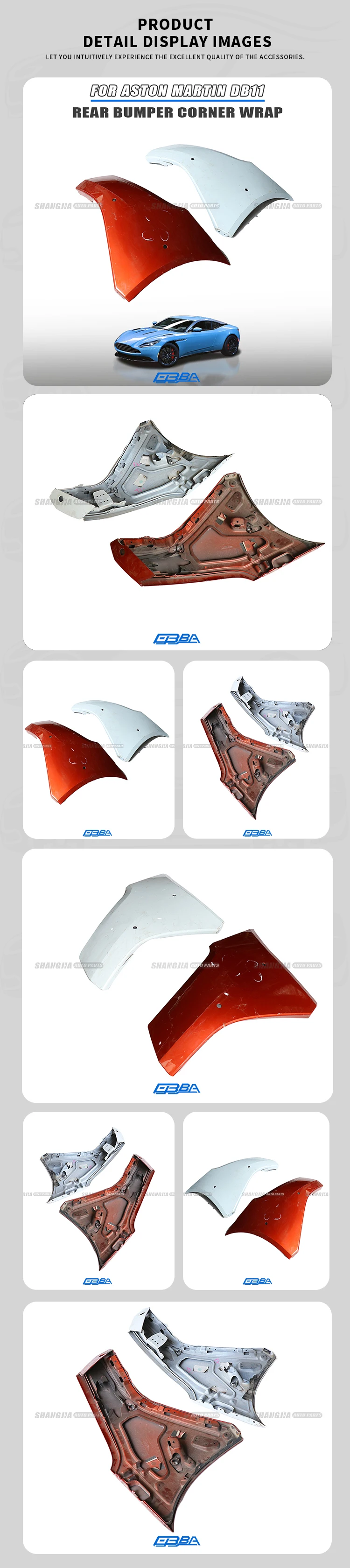 OEM Plastic Rear Bumper Corner Protector For Aston Martin DB11 2016-2021 Coupe OE HY53-15A282-AE HY53-15A281-AE Car Body Kits factory