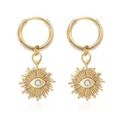 Vintage Cz Earrings Earrings Vintage Design Stainless Steel Gold Plated Hoop Eye Diamond CZ Drop Earrings