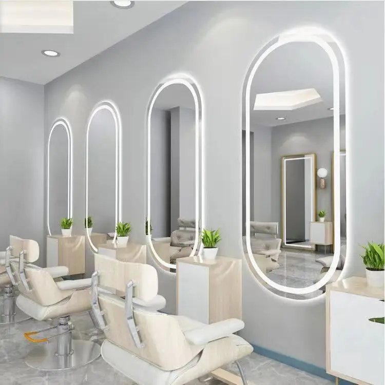 Barbershop mirror desk hair salon special wall mounted hair mirror simple European style hair cutting mirror