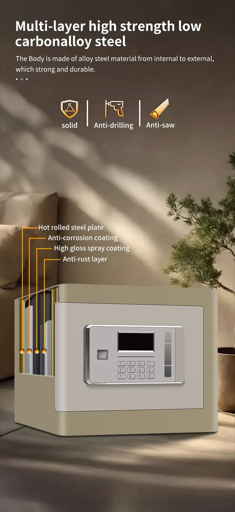 CEQSAFE Hot Selling Metal Safety Locker Digital Keypad Anti-theft Safe Box for Home Office Hotel details