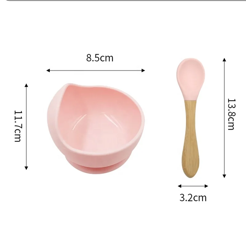 Bamboo Suction Plate Baby Feeding Bowl Set Base silicone baby bowl  for Toddlers