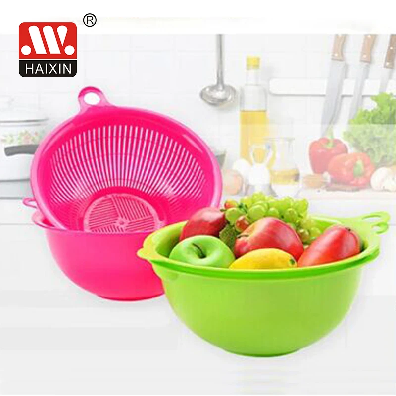 Haixing PP food grade kitchen basket type and plastic colander vegetable basket strainer colanders