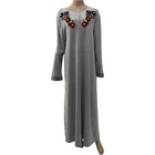 Turkey Fashion Muslim Clothes Turkey Gown Ladies Abaya With Lace Cuff And Diamond Flower