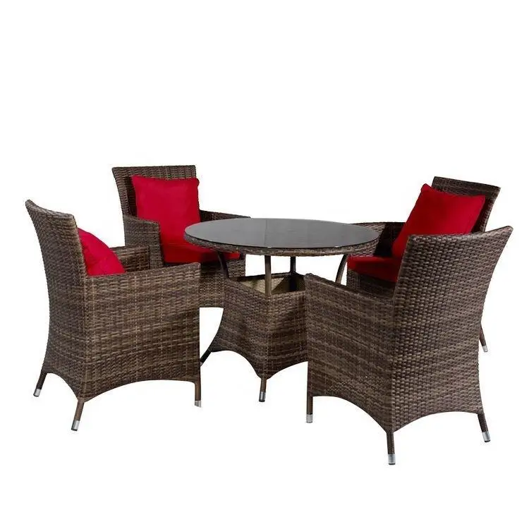 product factory supply 5 seater aluminum rattan plastic outdoor dining set garden tables with chair combinations-3