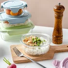Microwave Box Airtight Glass Meal Prep Containers Food Storage Container Microwave Glass Lunch Box With Lid