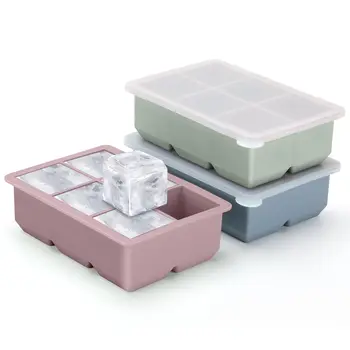 Silicone Ice Cube Trays 3 Pack Large Size Silicone Ice Cube Molds with Leak Proof Removable Lid Square Ice Cube Tray BPA Free