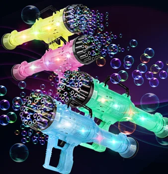 Children's Colorful Lights 21 Hole Bubble Machine Gatling Gun Toys Shooting Summer Outdoor Electric Toys