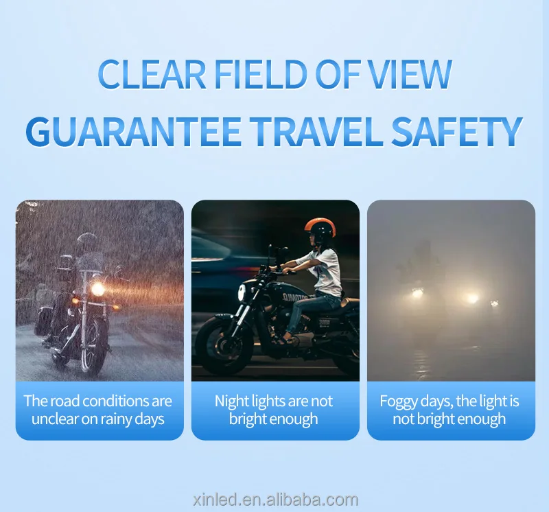 Hearxin Motorcycle Spotlight Headlight Led Lens Hi Low Beam Fog Lamp