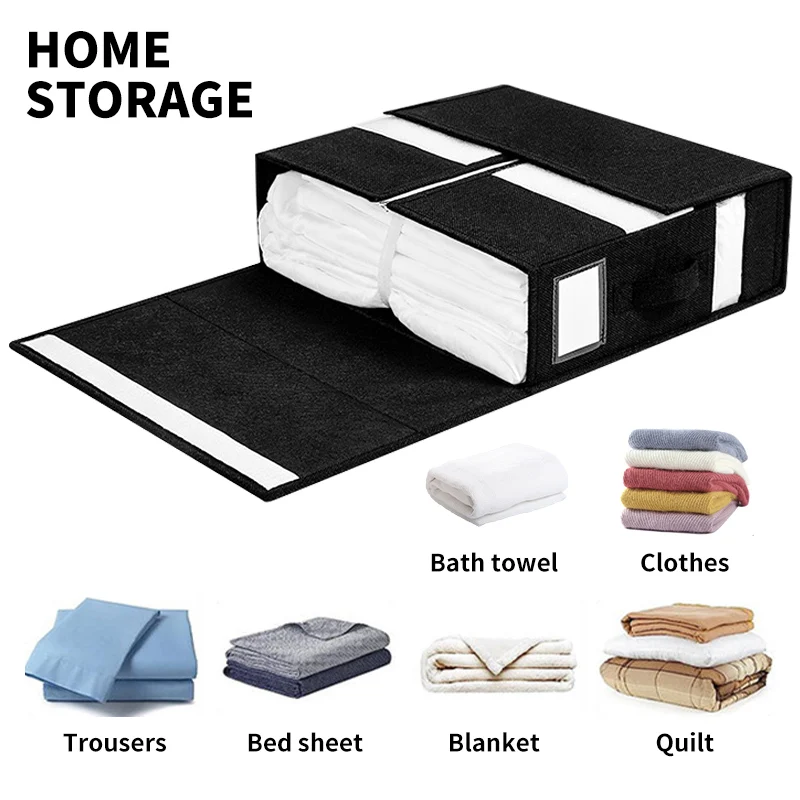 Storage Bins For Bed Sheets Duvet Covers Organizer Box Pillowcases Collapsible Zipper Foldable Bedding Organizer